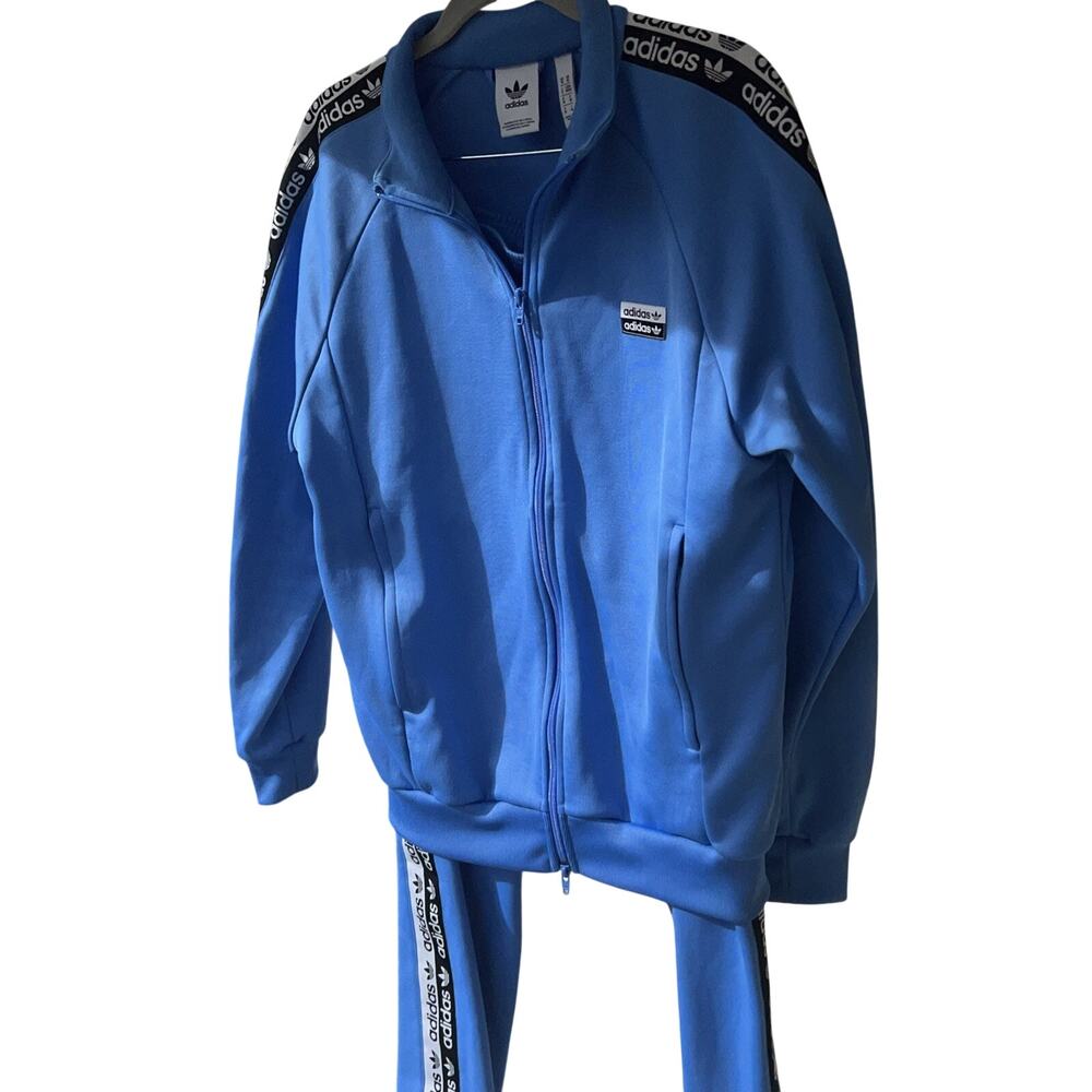 Adidas Mens Blue Pockets Windbreaker 2-Piece Track Suit Sz(see description)